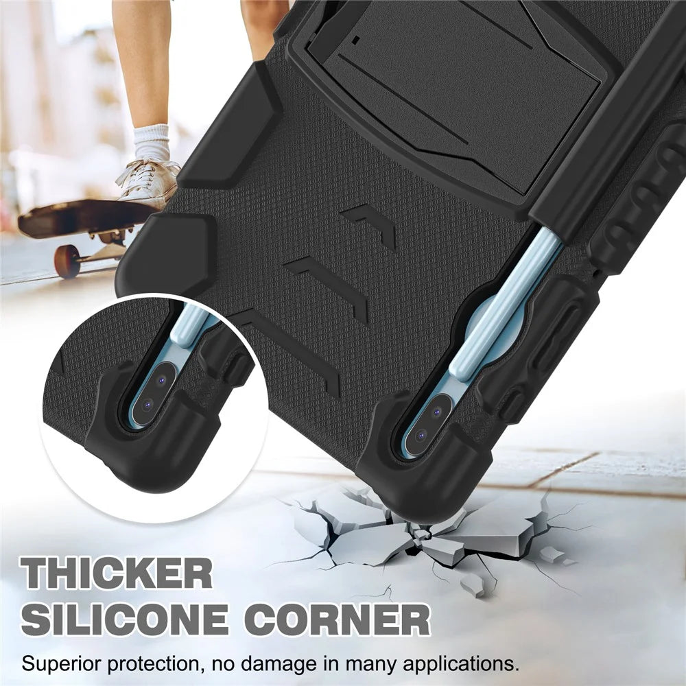 Impact Resistant PC + Soft Silicone Tablet Cover Case with Kickstand for Samsung Galaxy Tab S6 SM-T860 (Wi-Fi)/SM-T865 (LTE)/SM-T867 - Black/Black - 5
