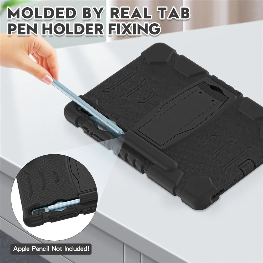 Impact Resistant PC + Soft Silicone Tablet Cover Case with Kickstand for Samsung Galaxy Tab S6 SM-T860 (Wi-Fi)/SM-T865 (LTE)/SM-T867 - Black/Black - 6