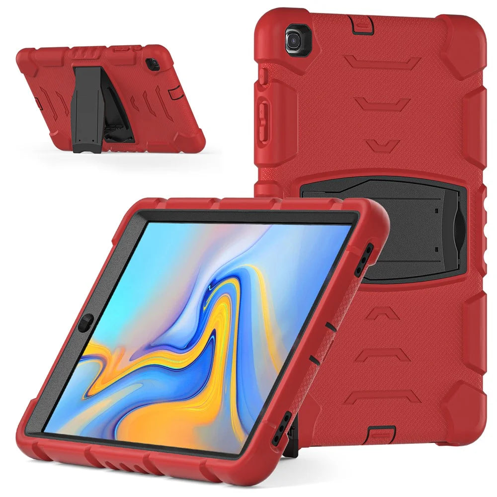 For Samsung Galaxy Tab A 10.1 (2019) SM-T510 (Wi-Fi) / SM-T515 (LTE) Tablet Case PC + Silicone Kickstand Cover - Red / Black - 2