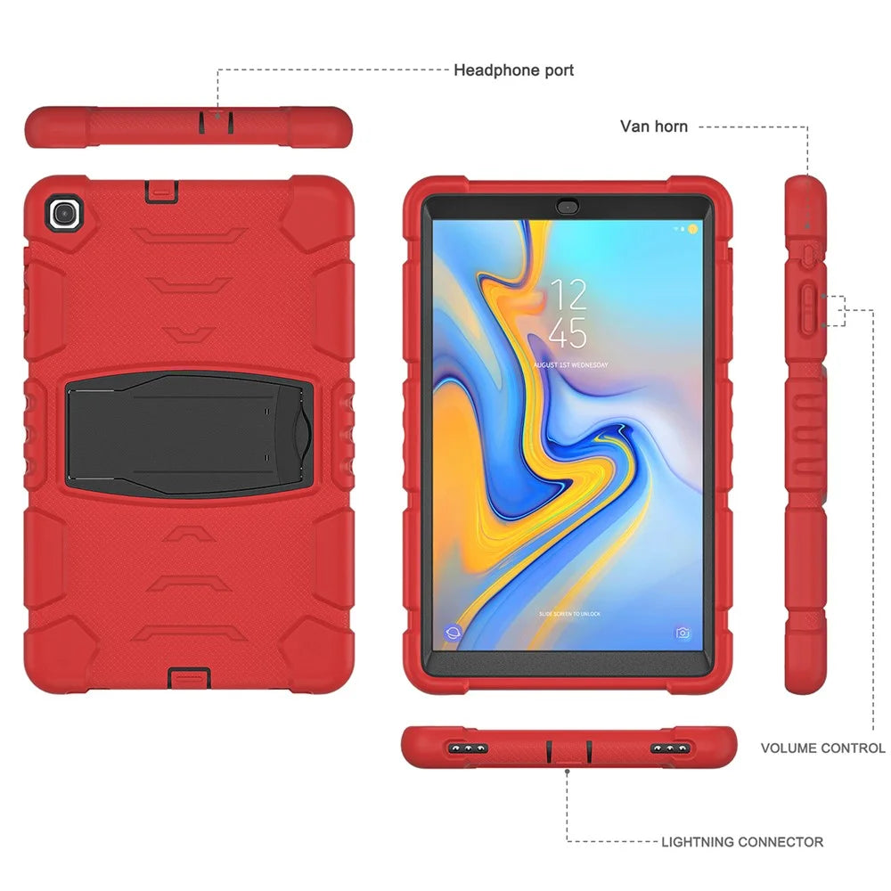 For Samsung Galaxy Tab A 10.1 (2019) SM-T510 (Wi-Fi) / SM-T515 (LTE) Tablet Case PC + Silicone Kickstand Cover - Red / Black - 3