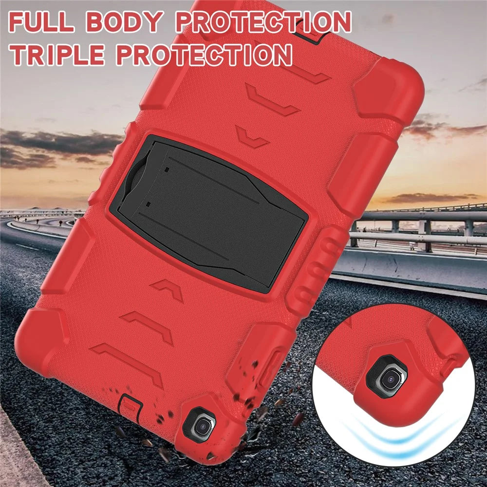 For Samsung Galaxy Tab A 10.1 (2019) SM-T510 (Wi-Fi) / SM-T515 (LTE) Tablet Case PC + Silicone Kickstand Cover - Red / Black - 5