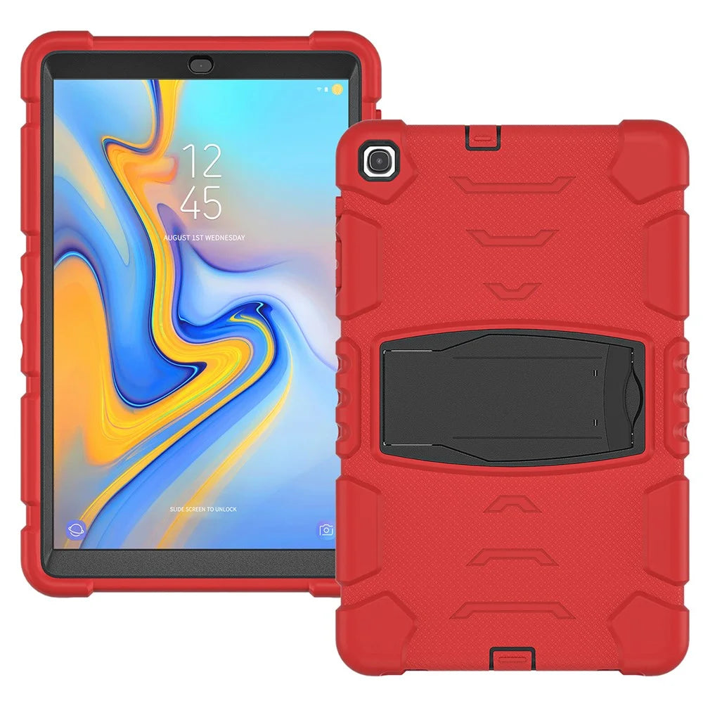 For Samsung Galaxy Tab A 10.1 (2019) SM-T510 (Wi-Fi) / SM-T515 (LTE) Tablet Case PC + Silicone Kickstand Cover - Red / Black - 7