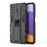 PC + TPU Hybrid Phone Case Impact Resistant Protective Cover with Kickstand for Samsung Galaxy A22 4G (EU Version) - Black - 1