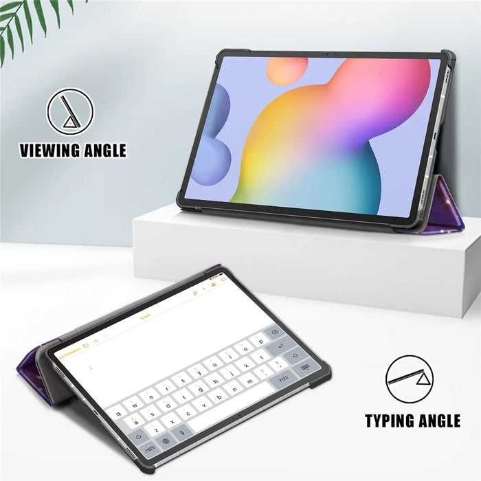 Tri-fold Stand Design Pattern Printing PU Leather Tablet Case Shell Protector for Samsung Galaxy Tab S7 FE T736 / Tab S7+ / Tab S8+ - Nebula - 2