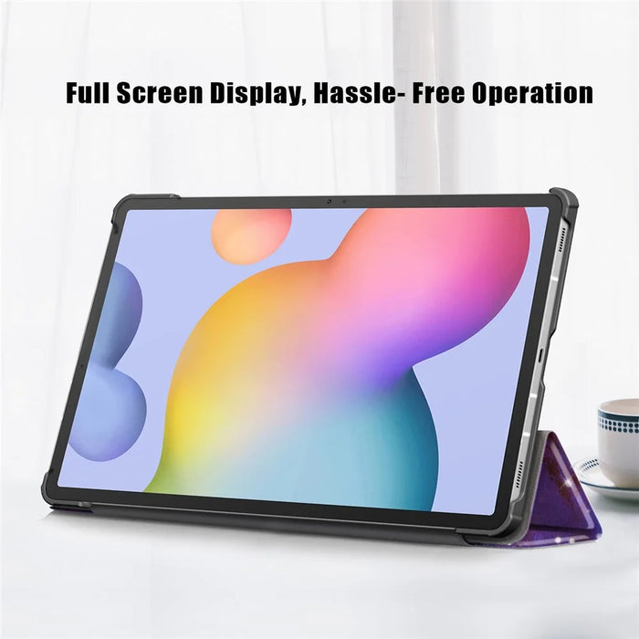 Tri-fold Stand Design Pattern Printing PU Leather Tablet Case Shell Protector for Samsung Galaxy Tab S7 FE T736 / Tab S7+ / Tab S8+ - Nebula - 5