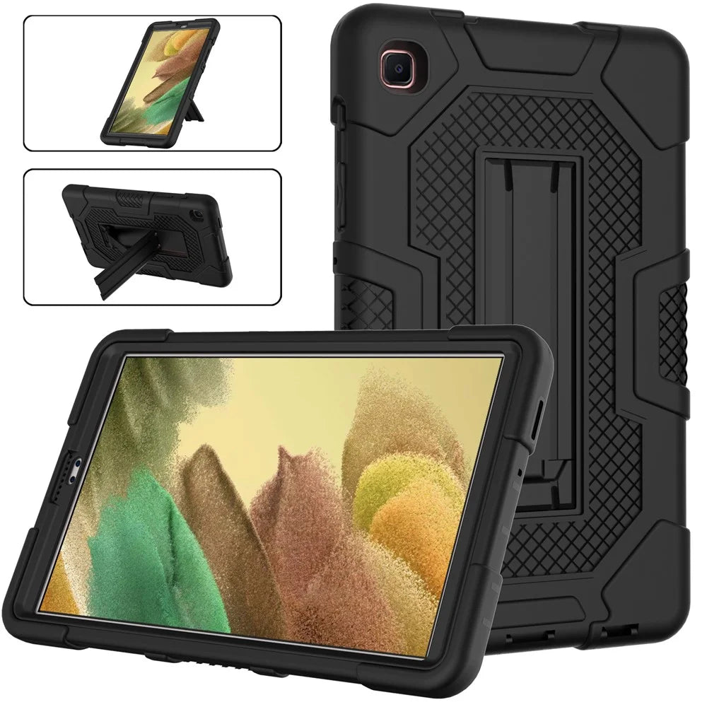 PC + TPU + Silicone Contrast Color Design B3 Tablet Case Cover with Slide-Out Kickstand for Samsung Galaxy Tab A7 Lite 8.7-inch T225/T220 (2021) - Black/Black - 2