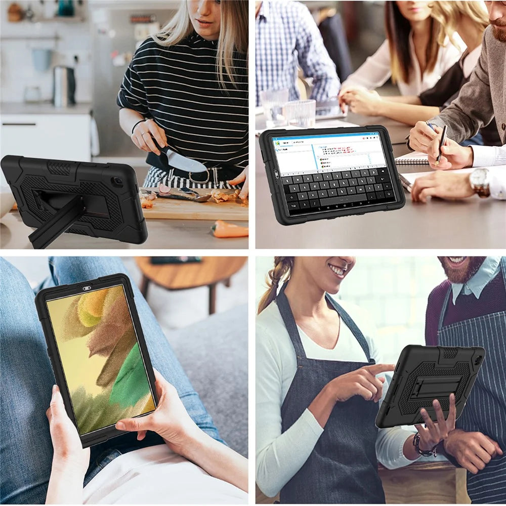 PC + TPU + Silicone Contrast Color Design B3 Tablet Case Cover with Slide-Out Kickstand for Samsung Galaxy Tab A7 Lite 8.7-inch T225/T220 (2021) - Black/Black - 6