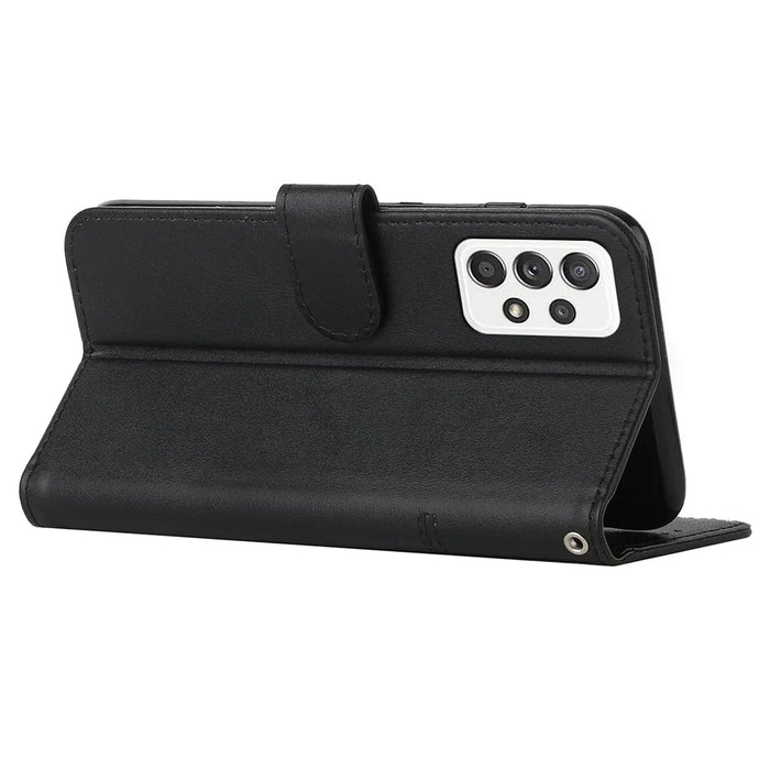 Concise Leather Phone Stand Cover Case for Samsung Galaxy A32 4G (EU Version) - Black - 2