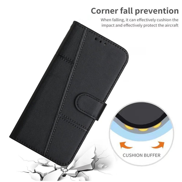 Concise Leather Phone Stand Cover Case for Samsung Galaxy A32 4G (EU Version) - Black - 7