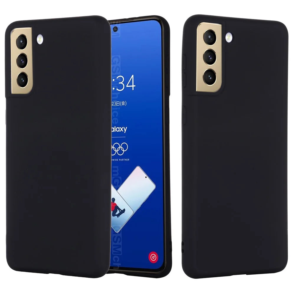 Liquid Silicone Case for Samsung Galaxy S21 FE , Anti-Slip Phone Cover with Strap - Black - 2