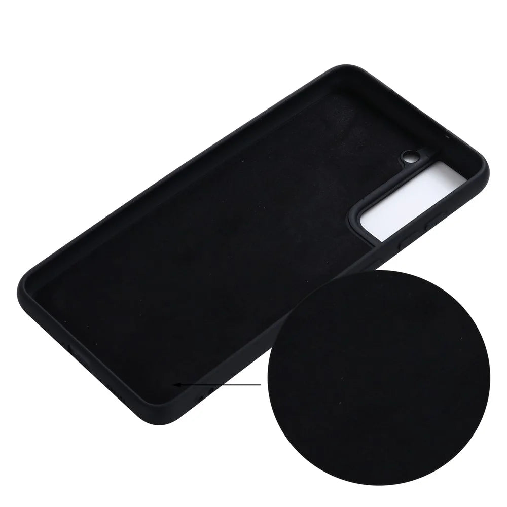 Liquid Silicone Case for Samsung Galaxy S21 FE , Anti-Slip Phone Cover with Strap - Black - 3