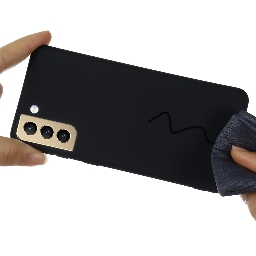 Liquid Silicone Case for Samsung Galaxy S21 FE , Anti-Slip Phone Cover with Strap - Black - 4