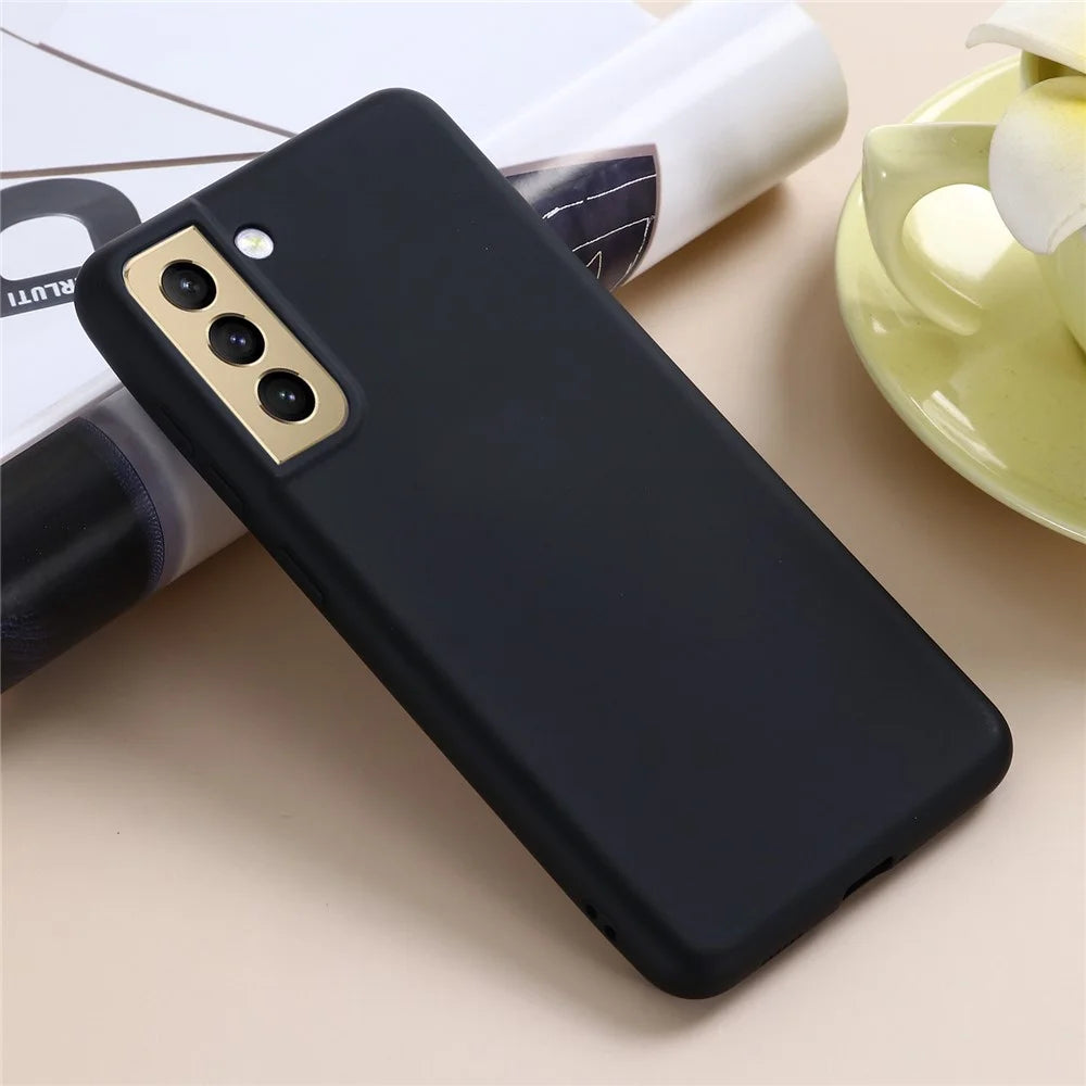 Liquid Silicone Case for Samsung Galaxy S21 FE , Anti-Slip Phone Cover with Strap - Black - 6