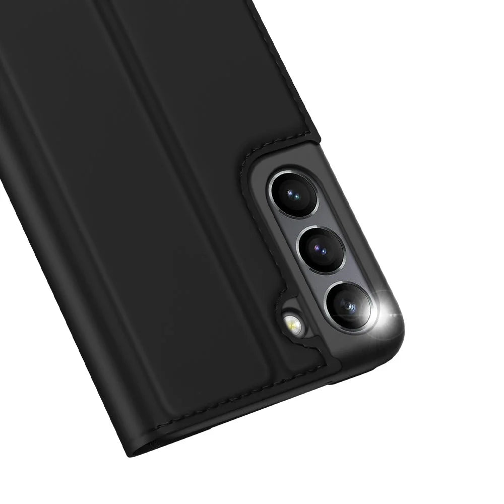 DUX DUCIS Skin Pro Series PU Leather Phone Case Shell Protector with Stand Card Slot for Samsung Galaxy S21 FE - Black - 5