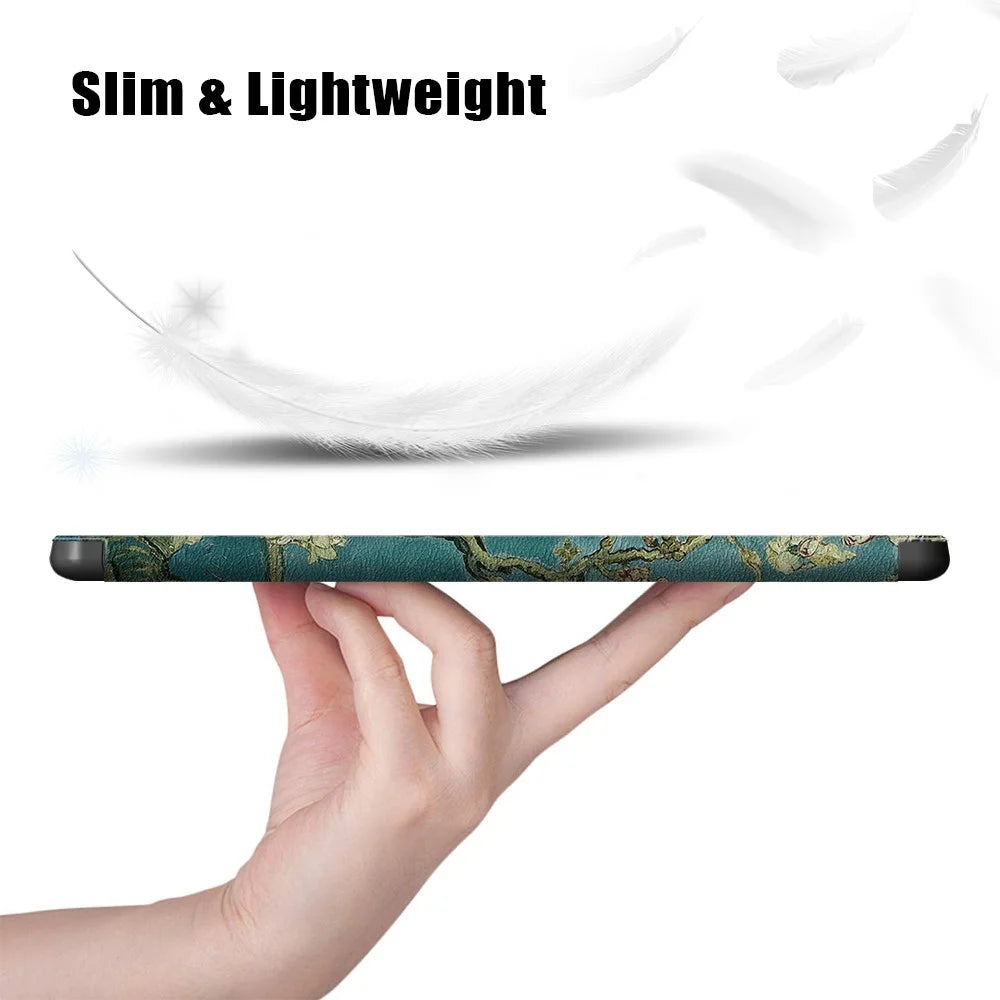 Pattern Printing Tri-fold Stand Design TPU Leather Tablet Case with Pen Slot for Samsung Galaxy Tab S7 FE T736 / Tab S7+ / Tab S8+ - Flowers - 4