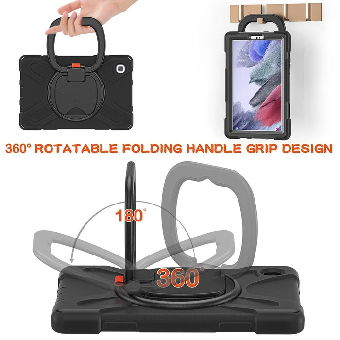 PC + Silicone Combo Hybrid Case with 360 Degree Rotary Kickstand for Samsung Galaxy Tab A7 Lite 8.7-inch - Black/Black - 4