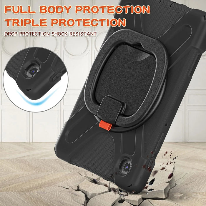 PC + Silicone Combo Hybrid Case with 360 Degree Rotary Kickstand for Samsung Galaxy Tab A7 Lite 8.7-inch - Black/Black - 7