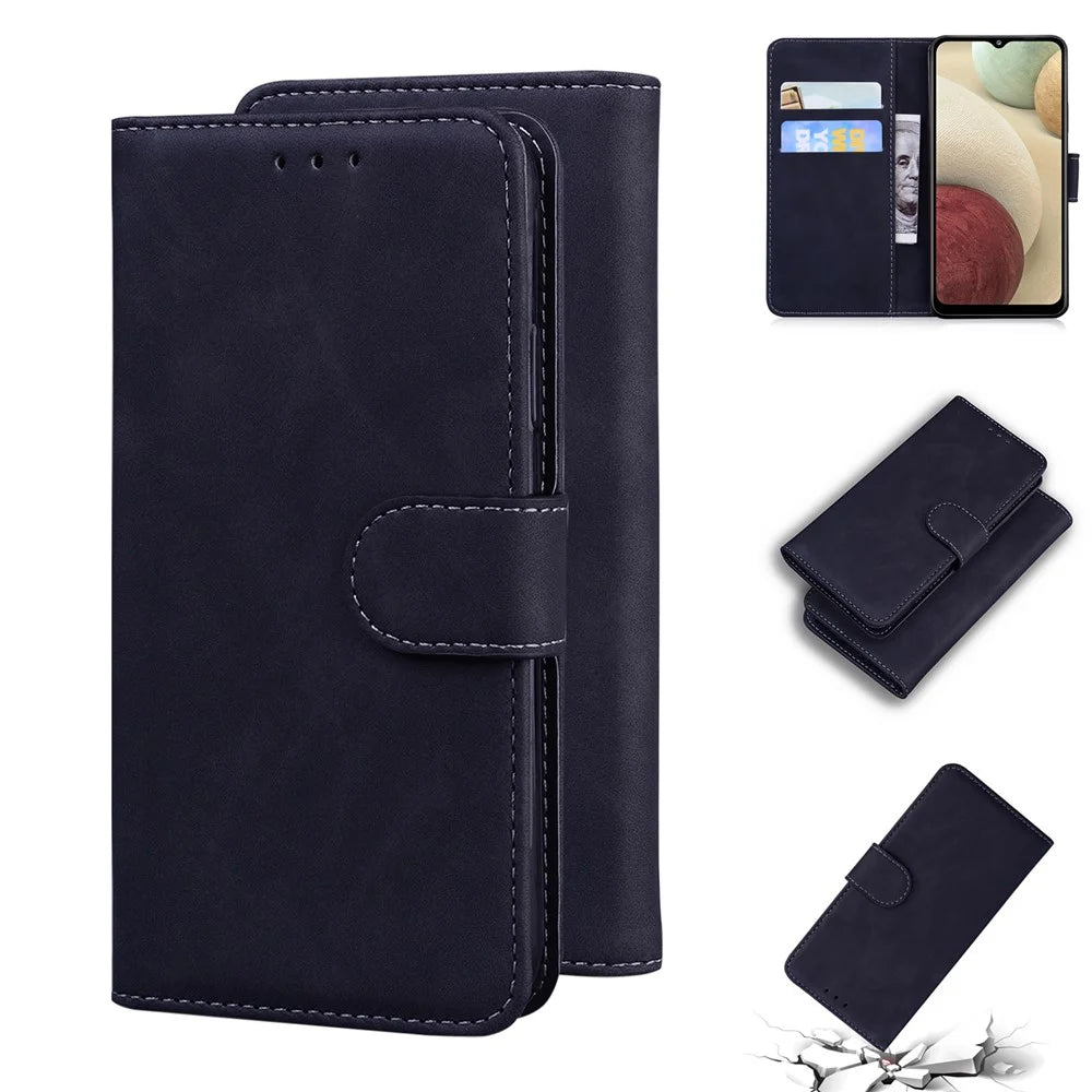 Wallet Stand Magnetic Clasp PU Leather Case for Samsung Galaxy A22 4G (EU Version) - Black - 7