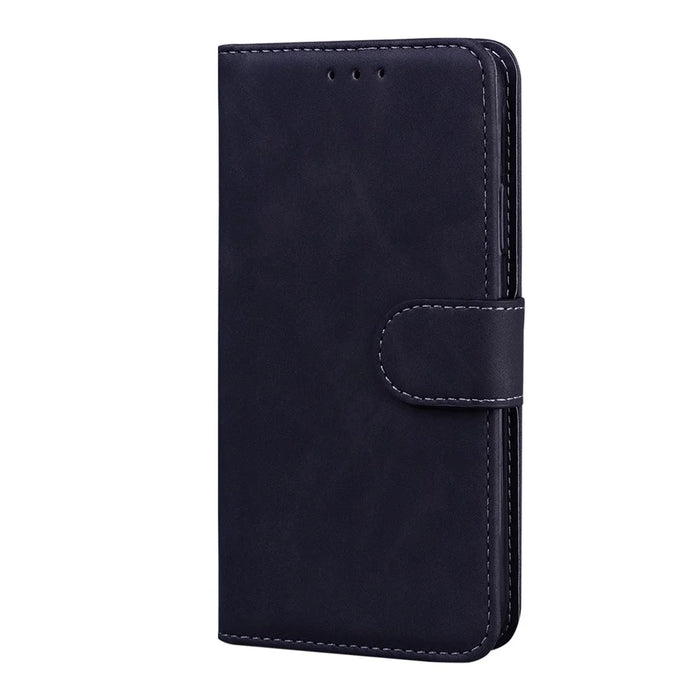 Wallet Stand Plain PU Leather Protective Case for Samsung Galaxy A22 5G (EU Version) - Black - 2