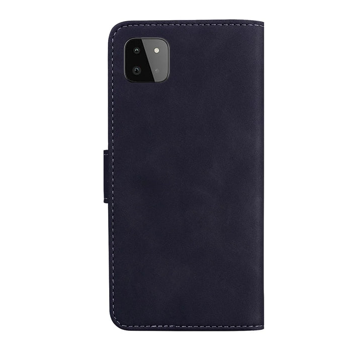 Wallet Stand Plain PU Leather Protective Case for Samsung Galaxy A22 5G (EU Version) - Black - 3