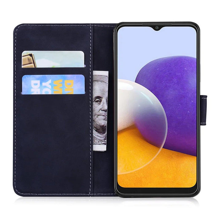 Wallet Stand Plain PU Leather Protective Case for Samsung Galaxy A22 5G (EU Version) - Black - 4