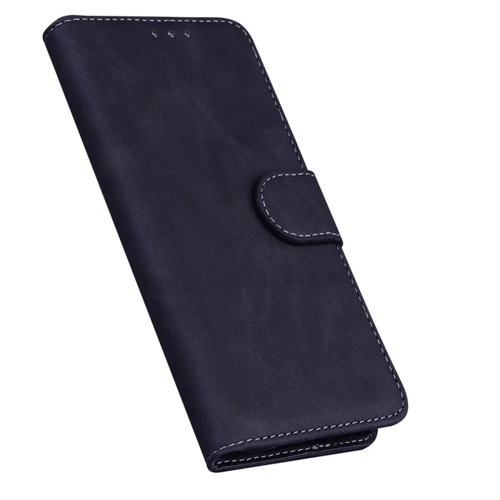 Wallet Stand Plain PU Leather Protective Case for Samsung Galaxy A22 5G (EU Version) - Black - 5