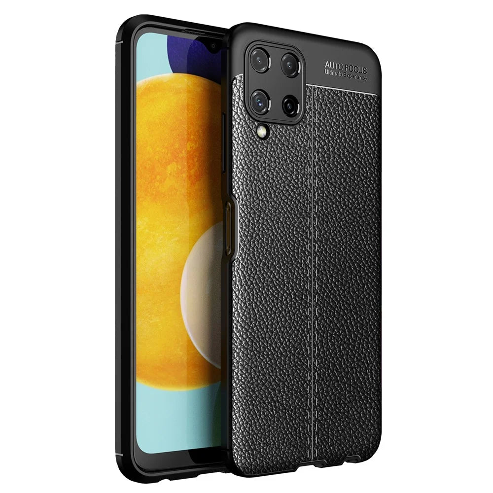 Litchi Texture Leather TPU Mobile Phone Cover Protector for Samsung Galaxy A22 4G (EU Version) - Black - 1