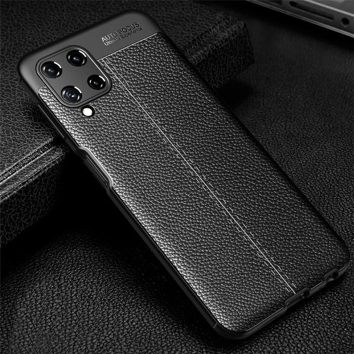 Litchi Texture Leather TPU Mobile Phone Cover Protector for Samsung Galaxy A22 4G (EU Version) - Black - 2