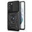 Camera Push Window Phone Case Cover with Ring Holder Kickstand for Samsung Galaxy S21 FE - Black - 1
