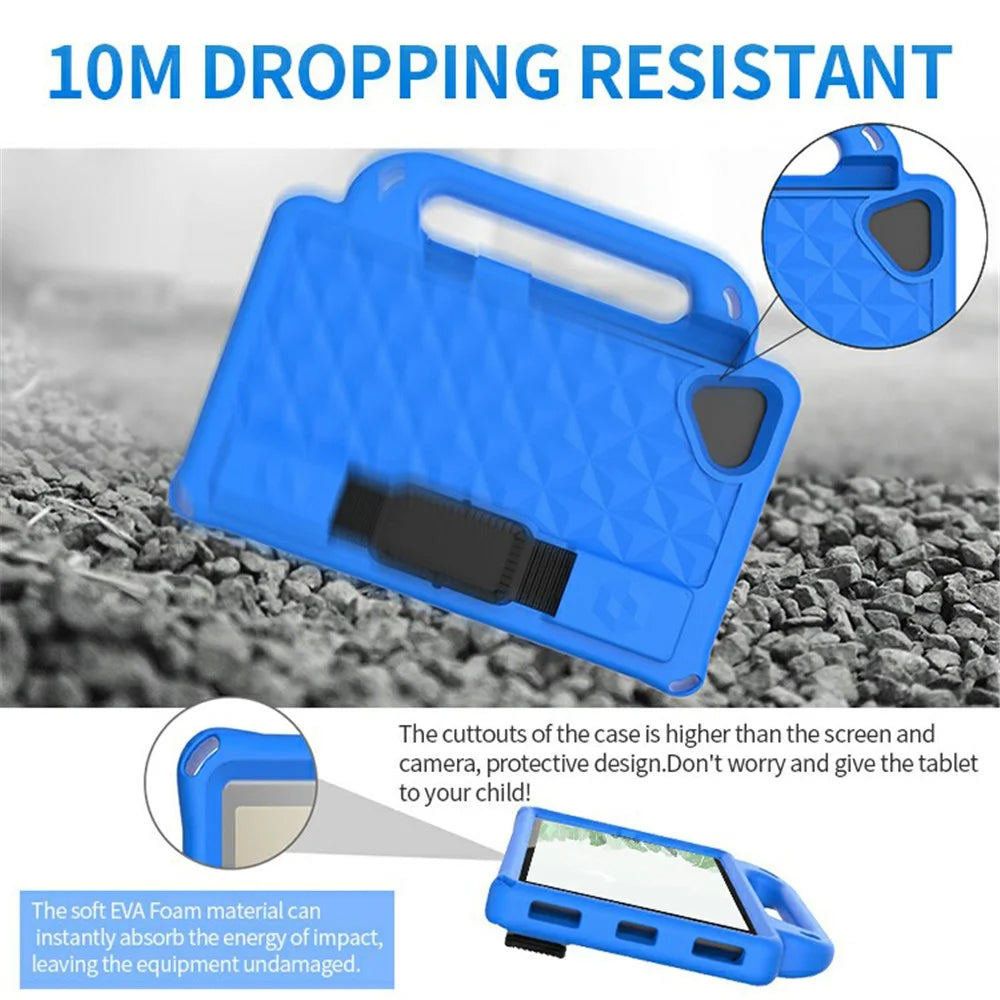 EVA Rhombus Design Kids Shock Proof Convertible Handle Light Weight Protective Cover with Shoulder Strap for Samsung Galaxy Tab A7 Lite 8.7-inch - Blue - 3