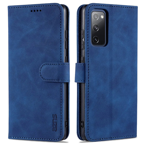 AZNS PU Leather Phone Cover Wallet Stand Case for Samsung Galaxy S20 FE 2022/S20 FE 4G/S20 FE 5G/S20 Lite - Blue - 1