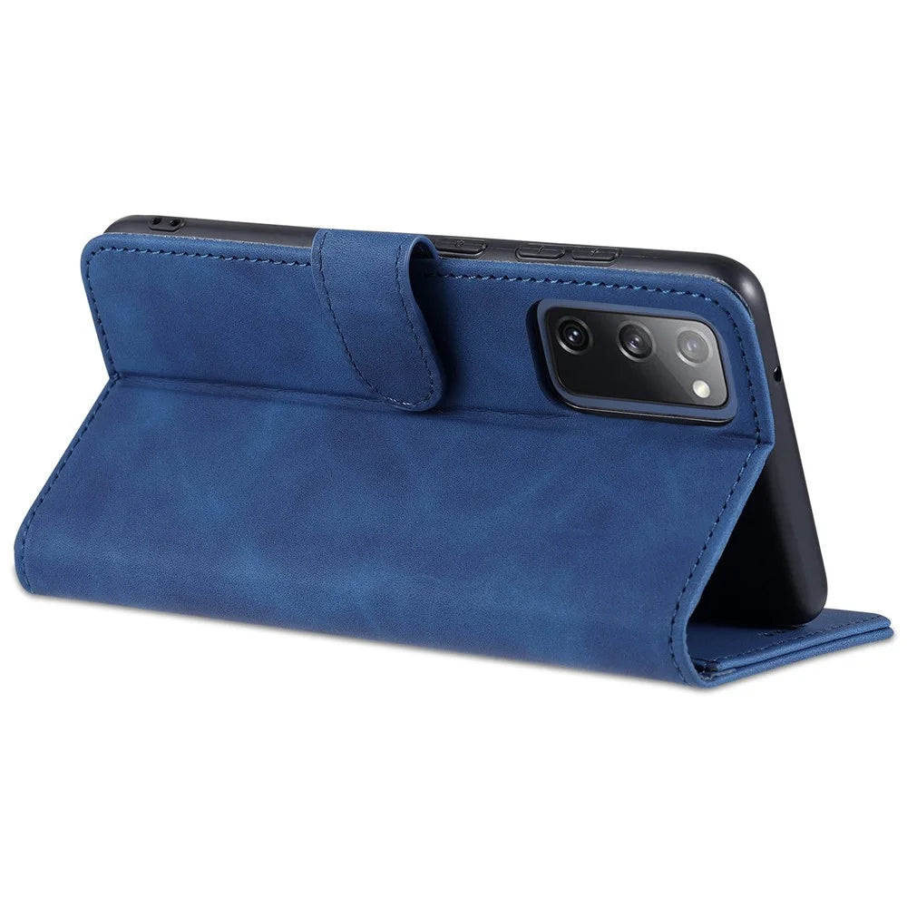 AZNS PU Leather Phone Cover Wallet Stand Case for Samsung Galaxy S20 FE 2022/S20 FE 4G/S20 FE 5G/S20 Lite - Blue - 5