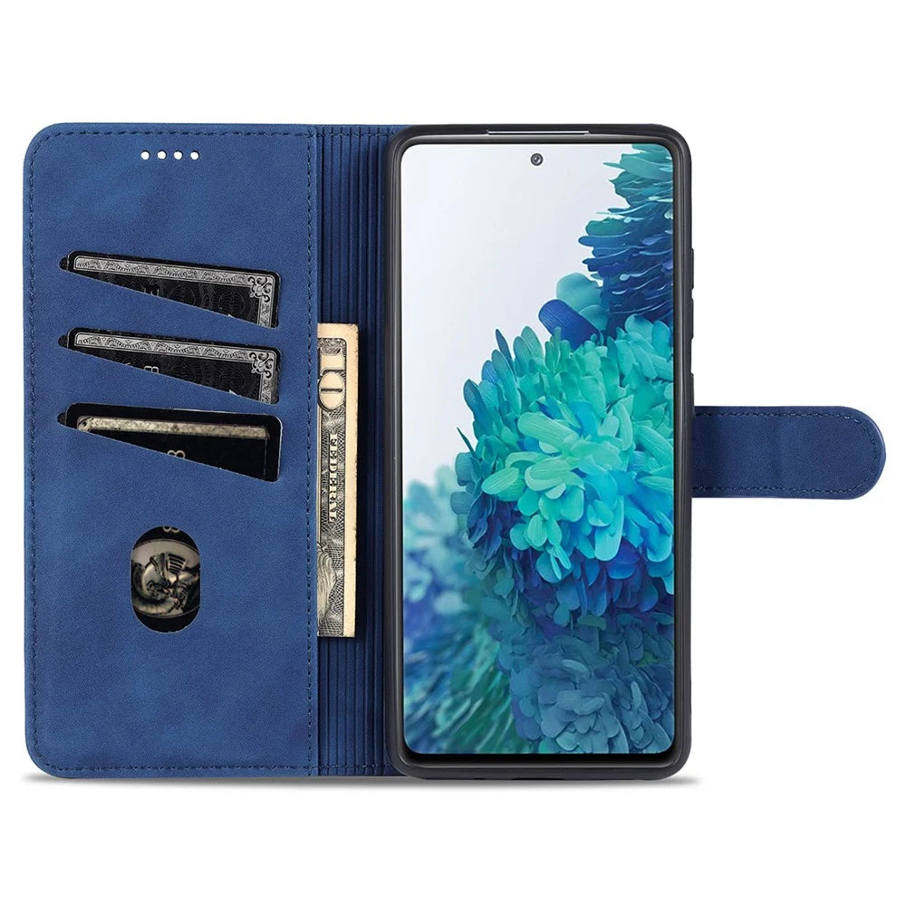 AZNS PU Leather Phone Cover Wallet Stand Case for Samsung Galaxy S20 FE 2022/S20 FE 4G/S20 FE 5G/S20 Lite - Blue - 6