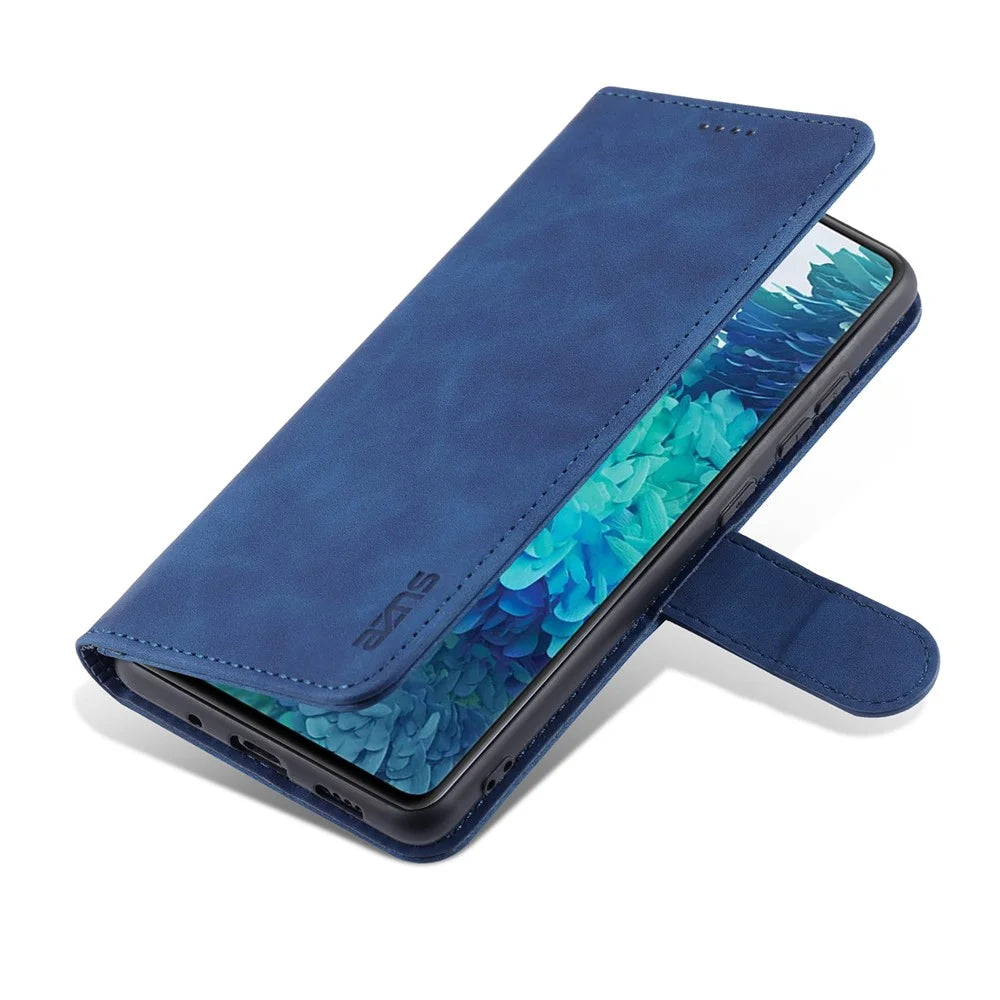 AZNS PU Leather Phone Cover Wallet Stand Case for Samsung Galaxy S20 FE 2022/S20 FE 4G/S20 FE 5G/S20 Lite - Blue - 7