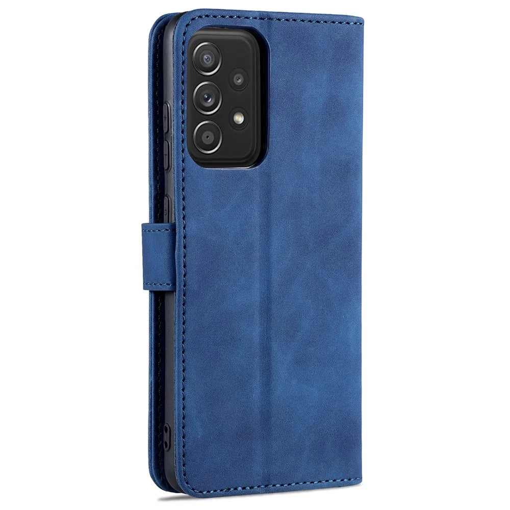 AZNS PU Leather Phone Cover Case with Wallet for Samsung Galaxy A52 4G/5G / A52s 5G - Blue - 3