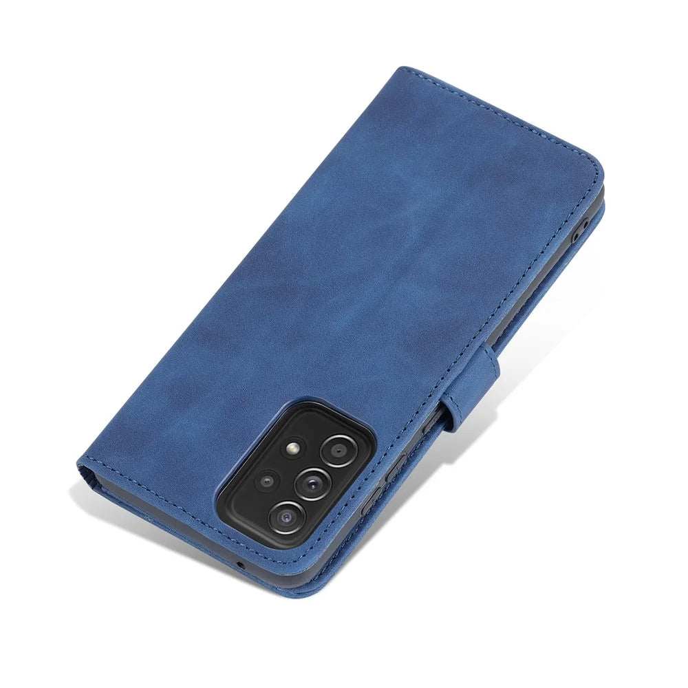 AZNS PU Leather Phone Cover Case with Wallet for Samsung Galaxy A52 4G/5G / A52s 5G - Blue - 7