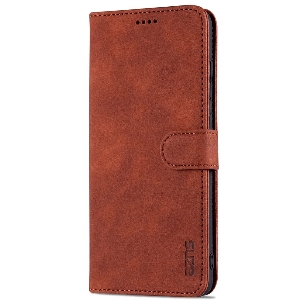 AZNS PU Leather Phone Cover Case for Samsung Galaxy A72 4G/5G - Brown - 2