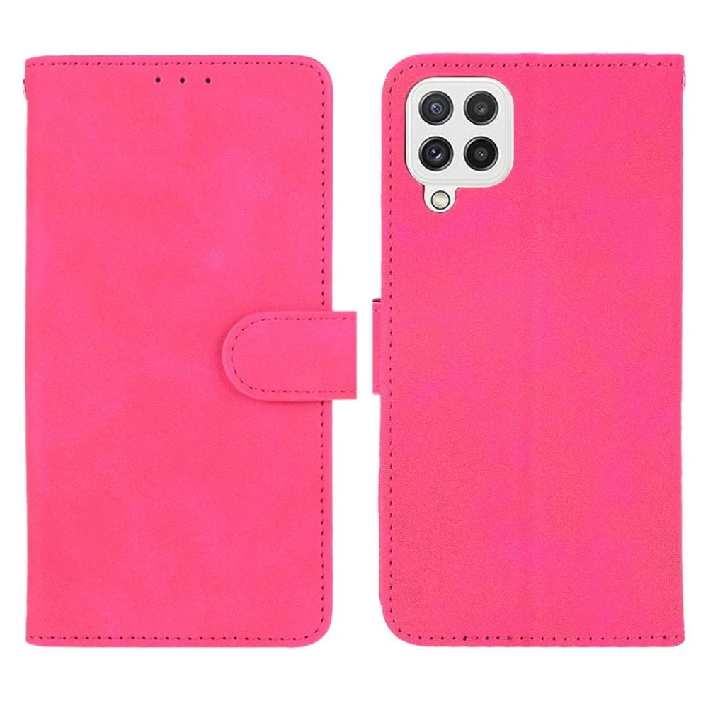 Skin-touch PU Leather Protective Phone Cover Stand Wallet Case for Samsung Galaxy A22 4G (EU Version) - Rose - 1