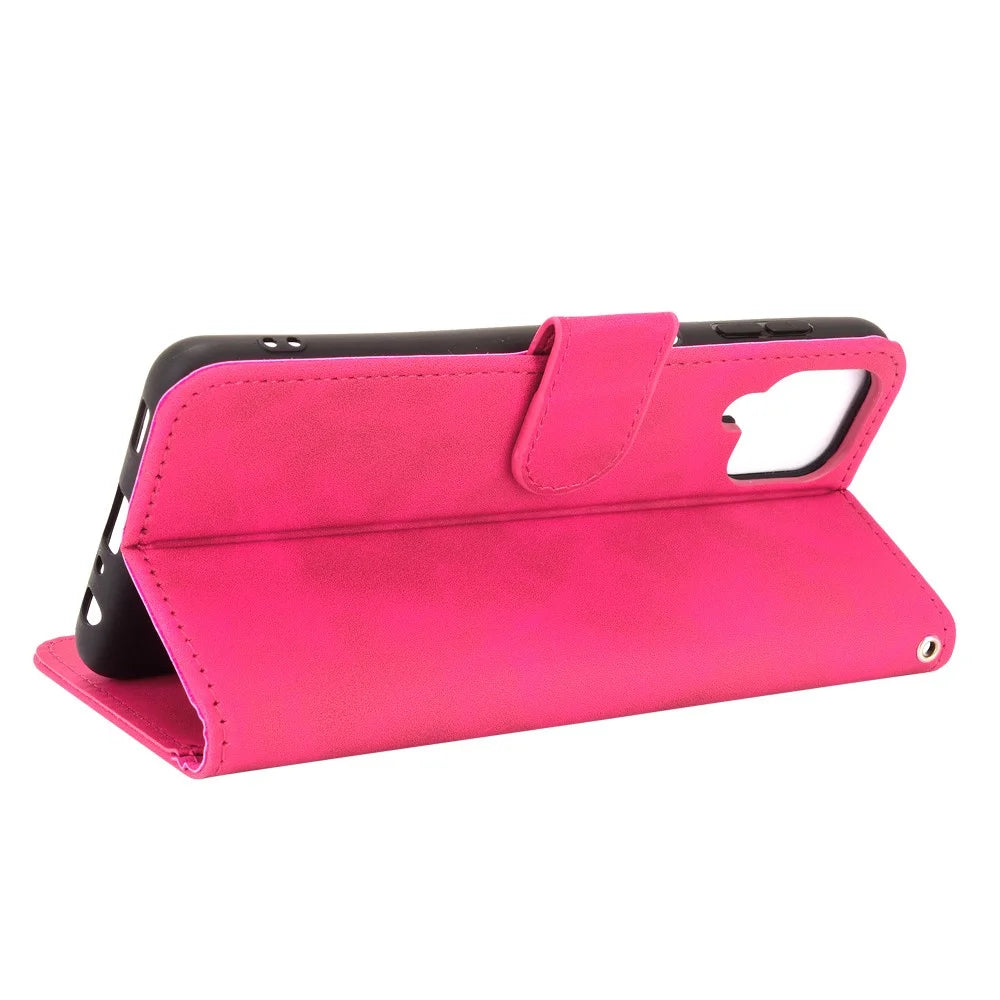 Skin-touch PU Leather Protective Phone Cover Stand Wallet Case for Samsung Galaxy A22 4G (EU Version) - Rose - 4