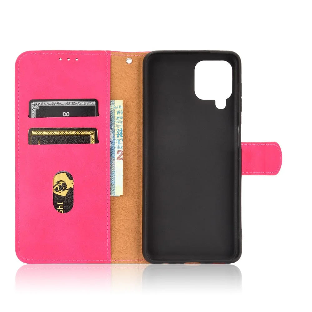 Skin-touch PU Leather Protective Phone Cover Stand Wallet Case for Samsung Galaxy A22 4G (EU Version) - Rose - 5