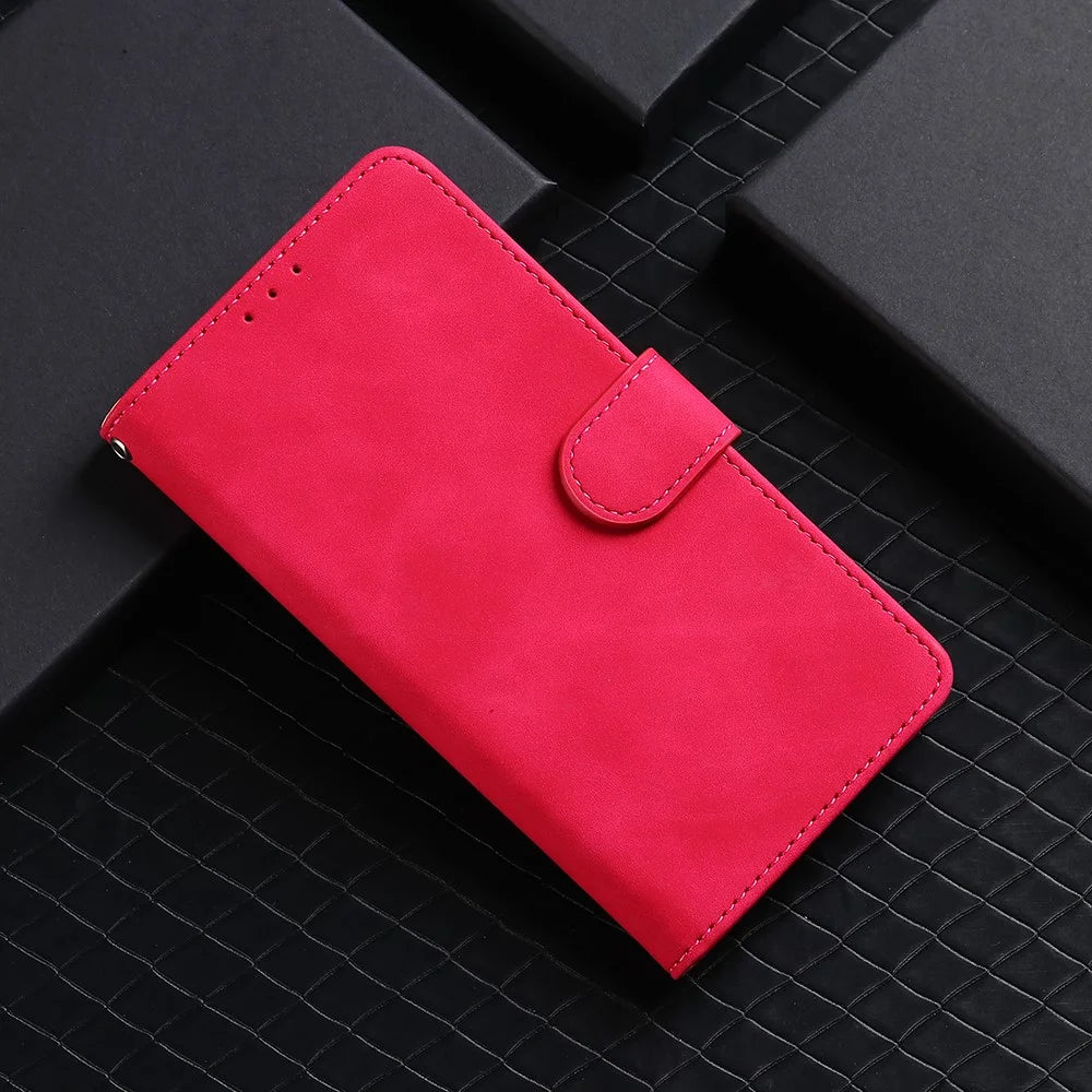 Skin-touch PU Leather Protective Phone Cover Stand Wallet Case for Samsung Galaxy A22 4G (EU Version) - Rose - 7