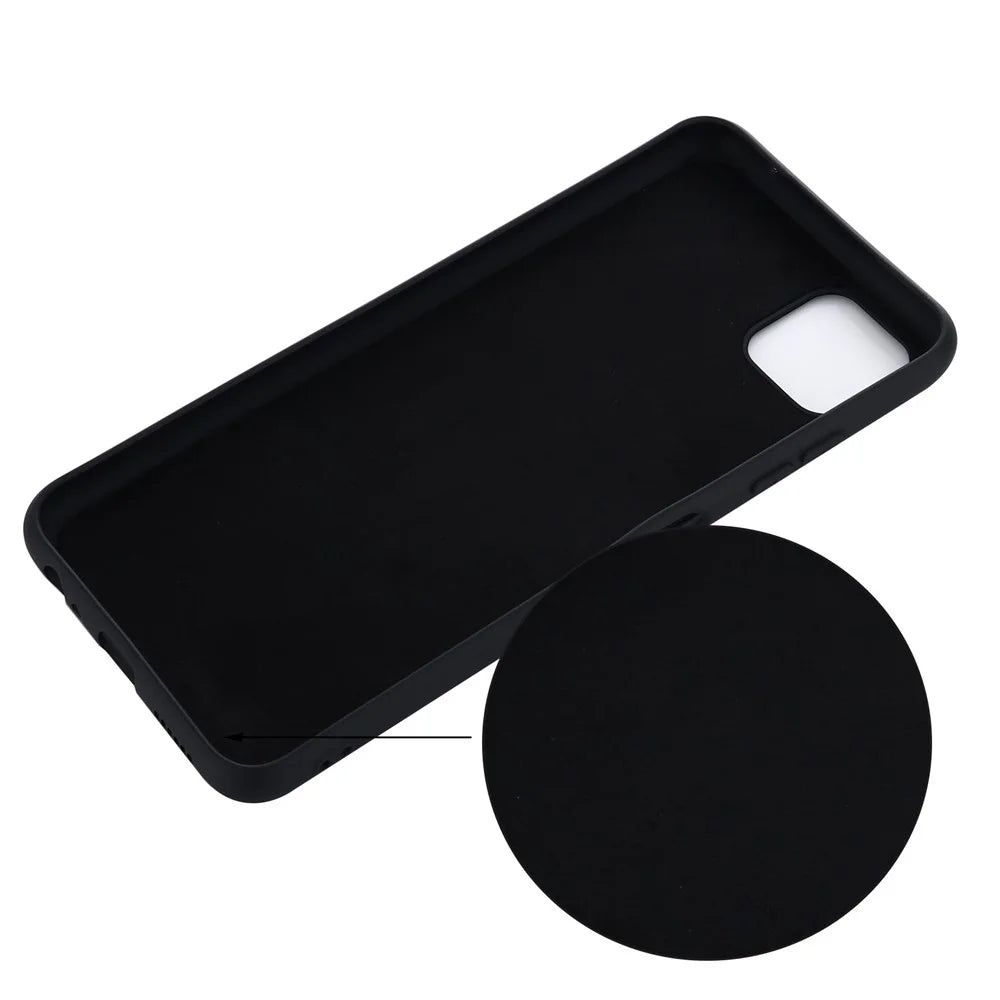 For Samsung Galaxy A22 5G (EU Version) Liquid Silicone Phone Case Shockproof Protective Cover with Handy Strap - Black - 3