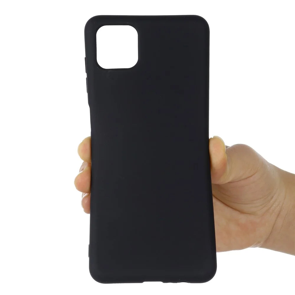 For Samsung Galaxy A22 5G (EU Version) Liquid Silicone Phone Case Shockproof Protective Cover with Handy Strap - Black - 4