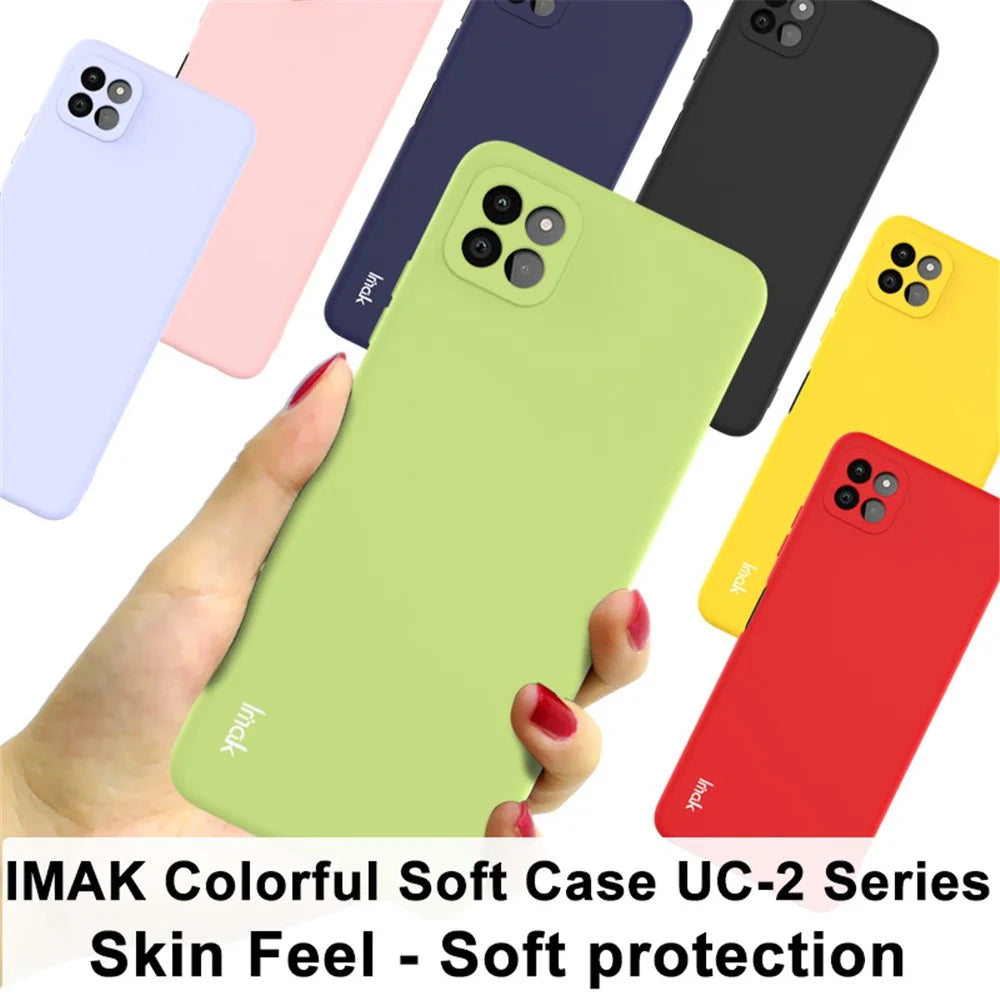 IMAK UC-2 Series Well-Protected Good Fit Flexible TPU Skin-feel Phone Back Case Cover for Samsung Galaxy A22 5G (EU Version) - Black - 3