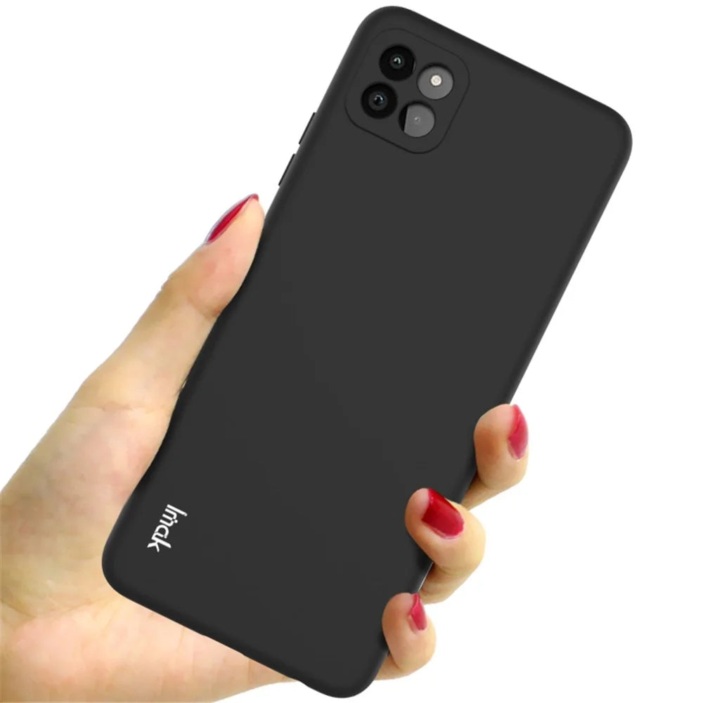 IMAK UC-2 Series Well-Protected Good Fit Flexible TPU Skin-feel Phone Back Case Cover for Samsung Galaxy A22 5G (EU Version) - Black - 7