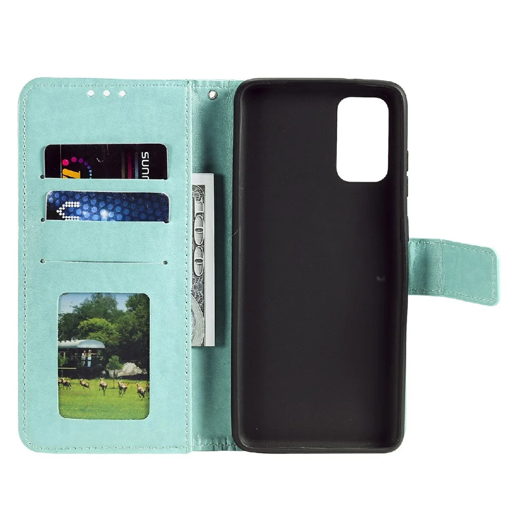 Imprinted Mandala Flower Wallet Leather Stand Case for Samsung Galaxy A03s (166.5mm) - Green - 6