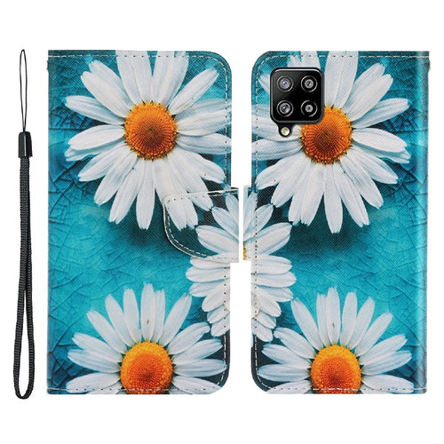 Pattern Printing Design Premium PU Leather Magnetic Clasp Flip Folio Protective Wallet Stand Cover for Samsung Galaxy A22 4G (EU Version) - Chrysanthemum - 1