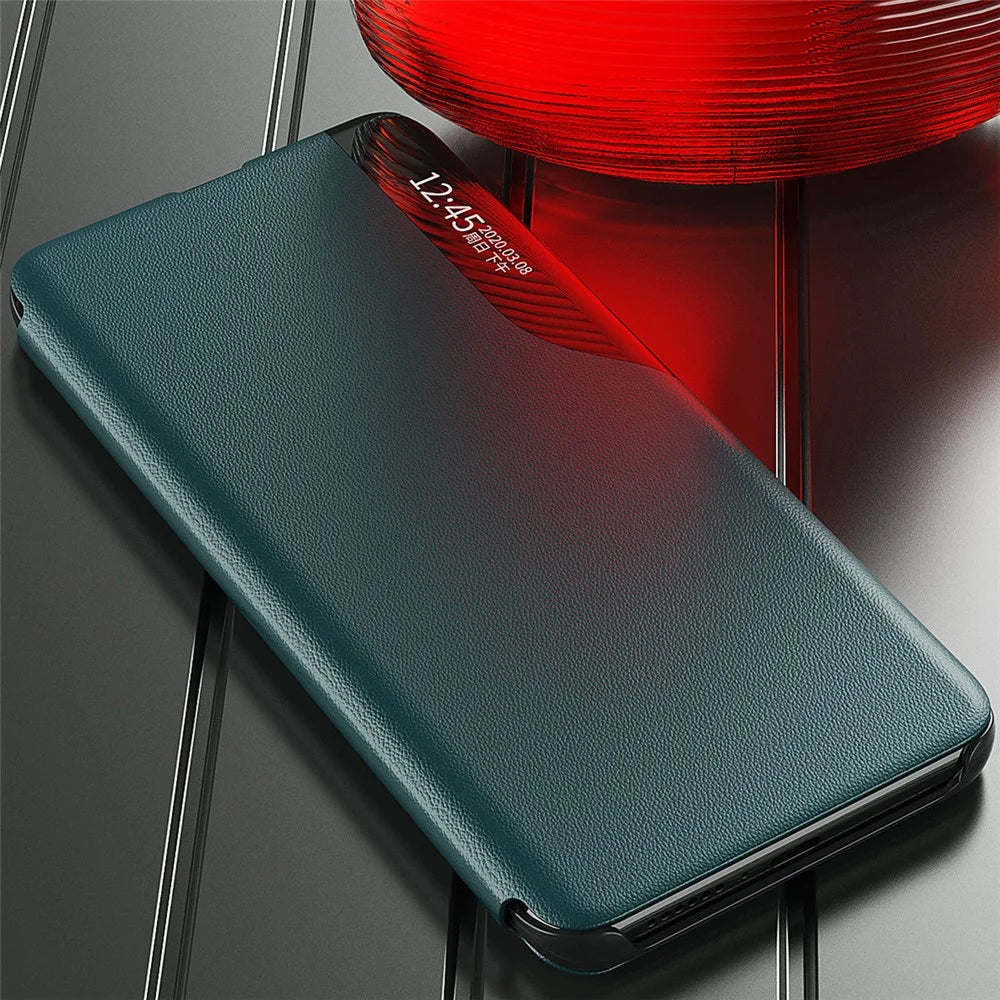 Case View Window PU Leather Stand Cover for Samsung Galaxy S21 FE - Green - 3