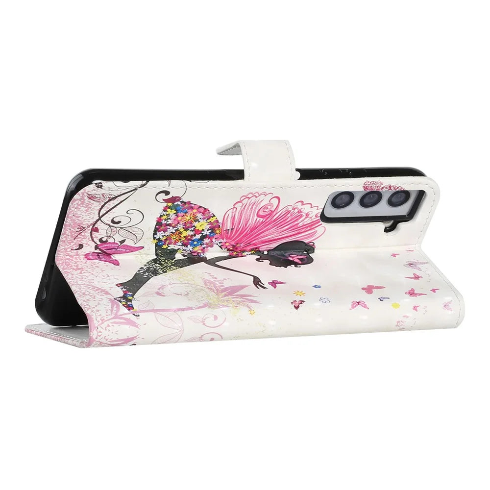 Ultra Wallet 3D Pattern Printing Style Premium PU Leather Flip Magnetic Closure Cover Case for Samsung Galaxy S21 FE - Fairy - 4