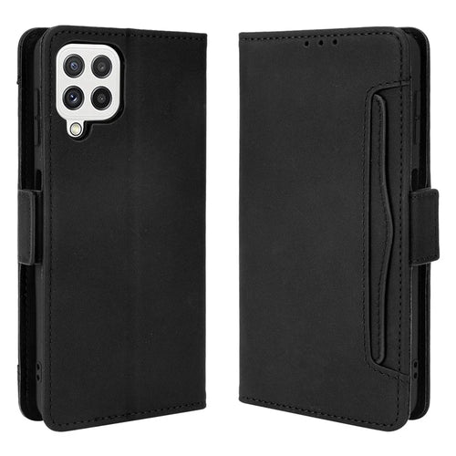 Wallet Stand Leather Phone Case Cover with Multiple Card Slots for Samsung Galaxy A22 4G (EU Version) - Black - 1